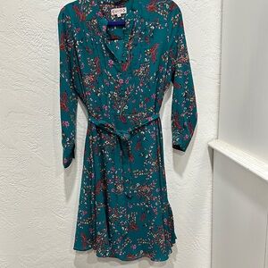 Nanette Lepore Multicolored Mandarin Collar Midi Dress  (size 8)